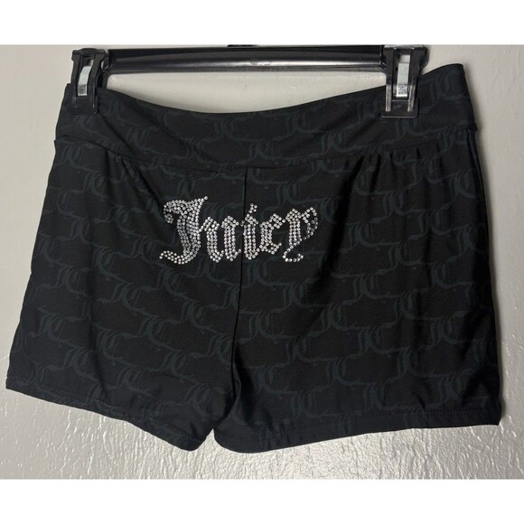 Juicy Couture Pants - Juicy Couture Velour Shorts Black Rhinestone Logo Pockets Women's M